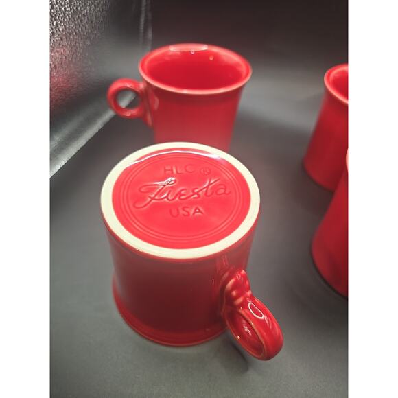 FIESTA Fiestaware Scarlet Red Set of 4 Ring handled Mugs - Picture 2 of 3